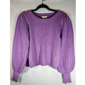 New Fate cable knit, puff sleeve ,purple, part wool, womens sweater, Size L